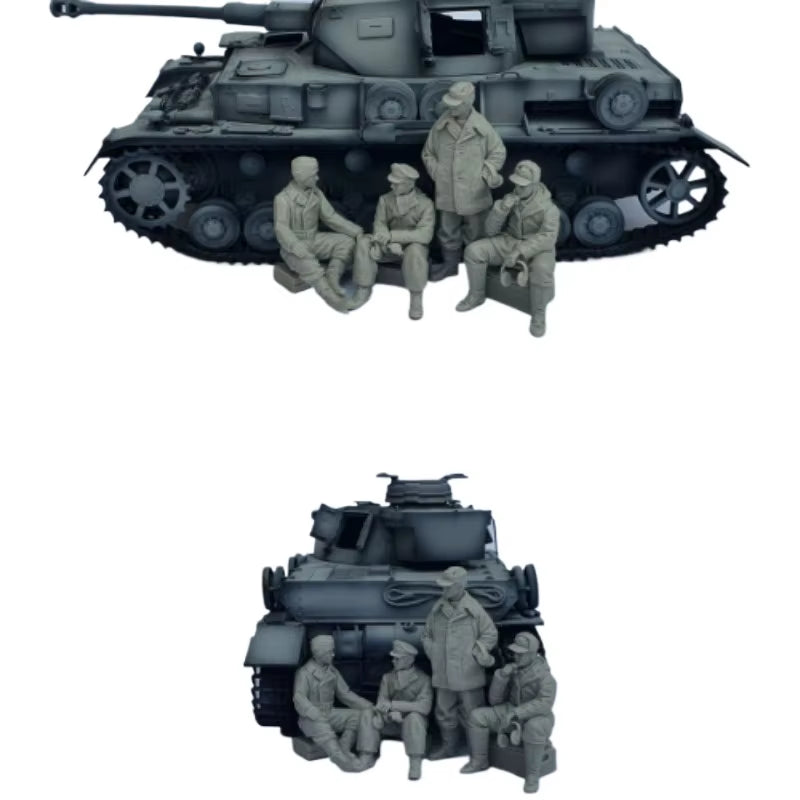 1/35 Scale Resin Figure Model Kit WWII Soldier 4 Figures Rest without Tank Hobby Garage Kit Diorama Toy Self-Assembled Unpainted