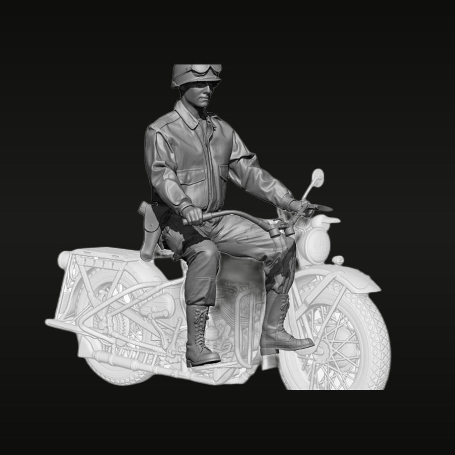 WWII US Pilot on Motorcycle 1/35 Resin Figure Kit - unpainted resin model kit