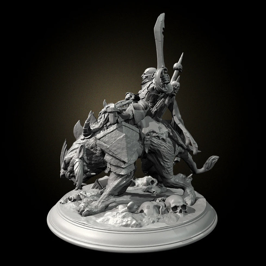 Medieval Knight on Rearing Warhorse with Axe 38mm Resin Figure Kit - resin model view 5
