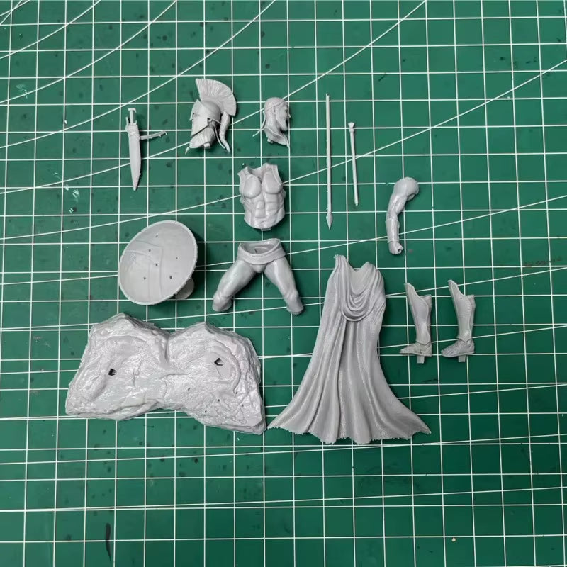 Ancient Greek Spartan King with Spear & Shield 1/24 Resin Bust Kit - resin model view 4