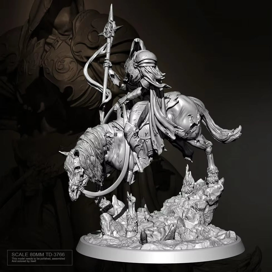 Noble Knight on Horseback with Halberd 60mm Resin Figure Kit - resin model view 3