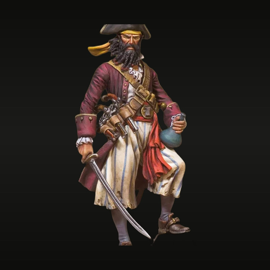 Golden Age Pirate Captain Blackbeard with Cutlass 54mm Resin Figure Kit - unpainted resin model kit