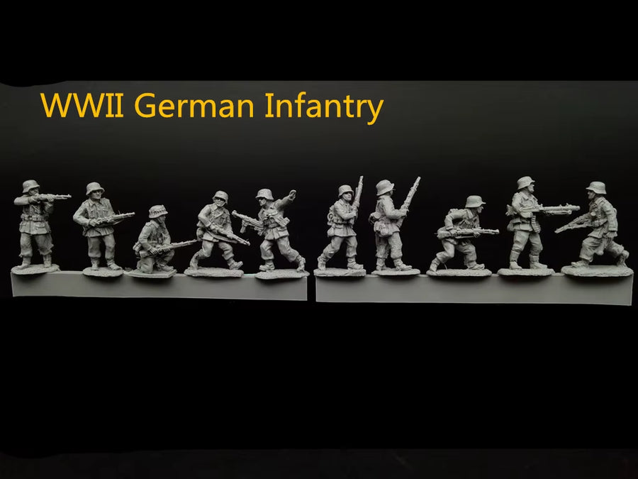 WWII German Infantry Squad 1/72 Scale Resin 10-Figure Set - resin model view 2