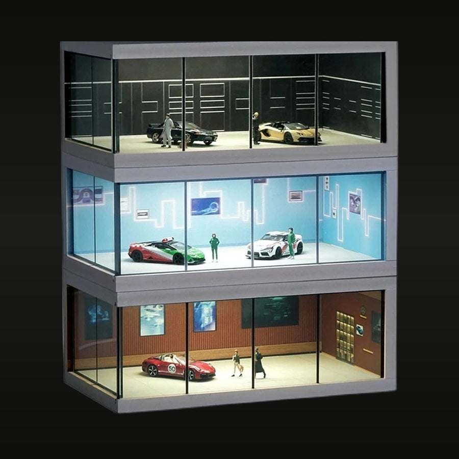 Modern Car Showroom 3-Level Diorama 1/64 Scale Resin Model Kit - unpainted resin model kit