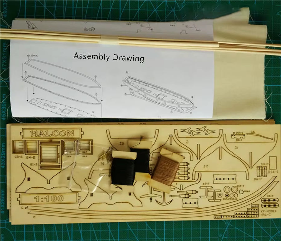 Model Wood Ancient Sailboat Assembled and Sheathed Ship Science Popularization DIY Handmade Miniature Model 1/100