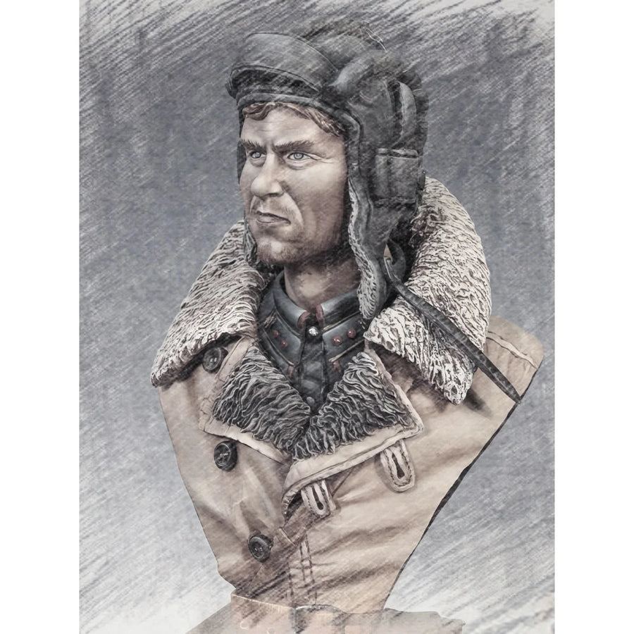 1/10 Scale Resin Unpainted Model Kit, Military Theme, Bust of a WWII Russian Tank Crewman, Unassembled and Unpainted GK