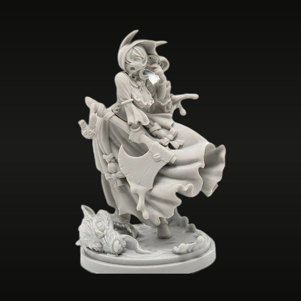 Fantasy Female Witch with Flowing Dress & Familiar 28mm Resin Figure Kit