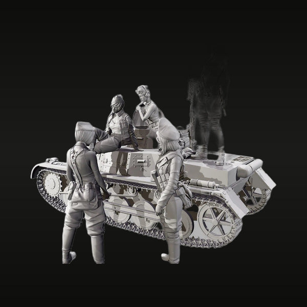 WWII German Panzer I with Female Crew 5-Figure Set 1/35 Resin Kit