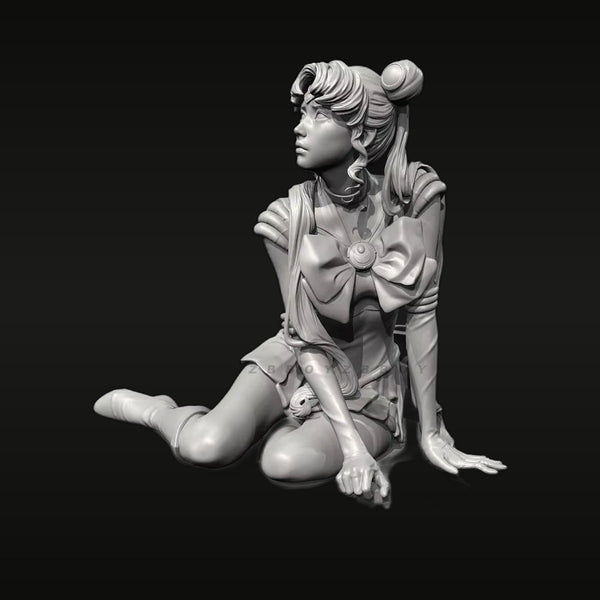 Anime Female Sailor Moon Character Kneeling Pose 30mm Resin Figure Kit