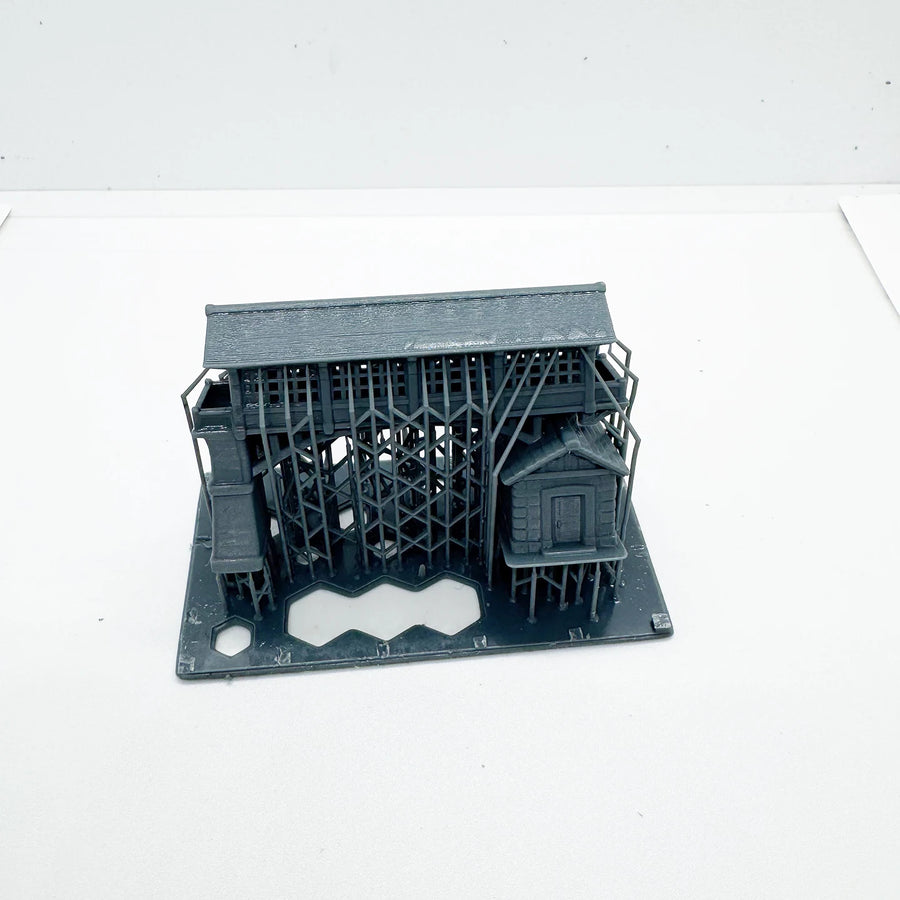 Covered Bridge with Stone House Diorama LYTS123 1/87 1/160 1/220 Miniature Building Military Car