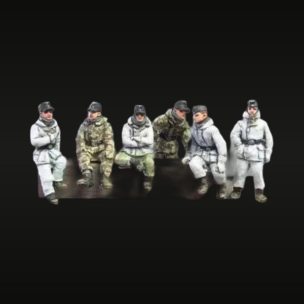 WWII German Winter Infantry Set 6 Figures 1/72 Resin Kit