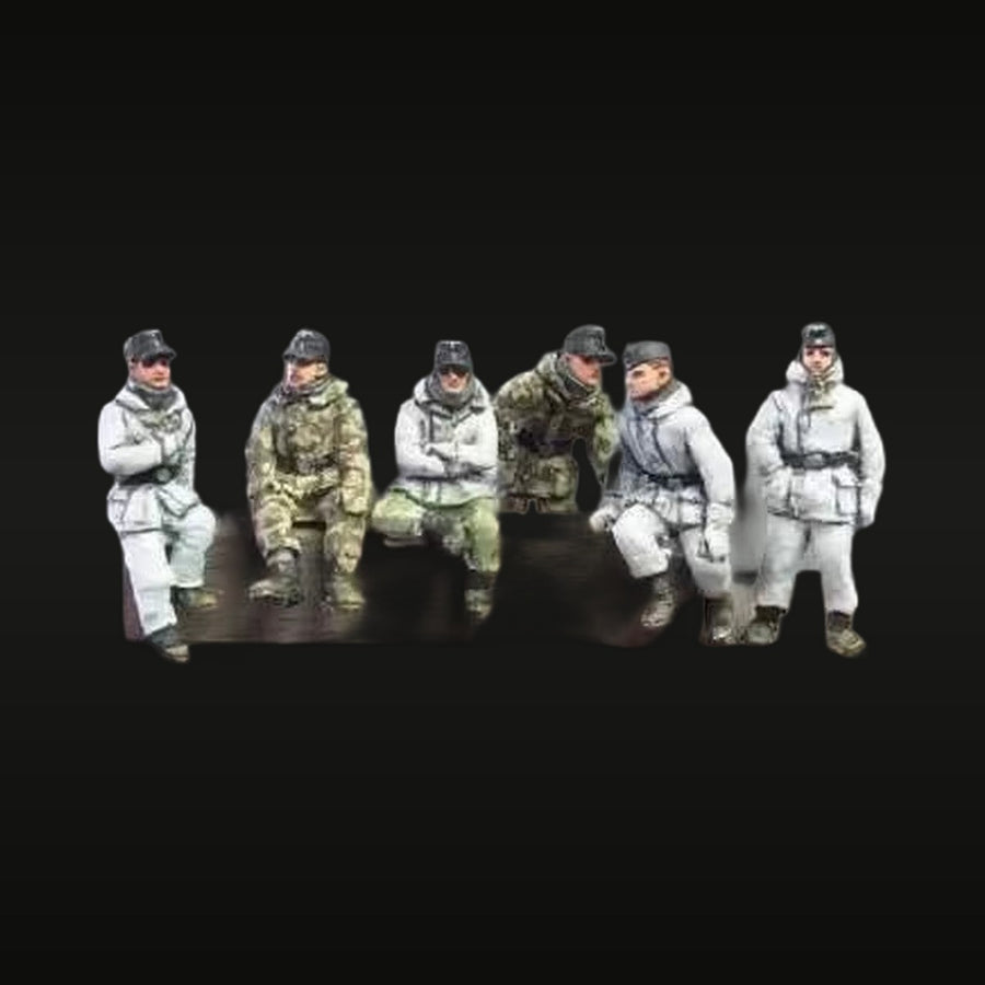 WWII German Winter Infantry Set 6 Figures 1/72 Resin Kit - unpainted resin model kit