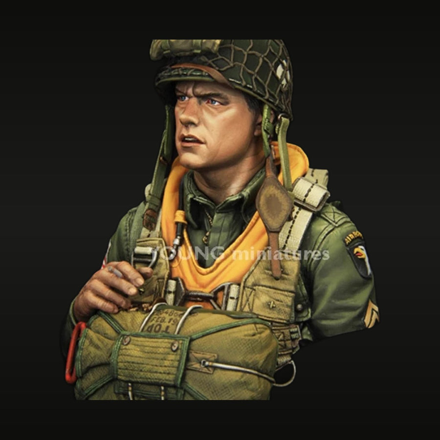 WWII US Airborne Soldier with Parachute Cord 1/10 Resin Bust - unpainted resin model kit