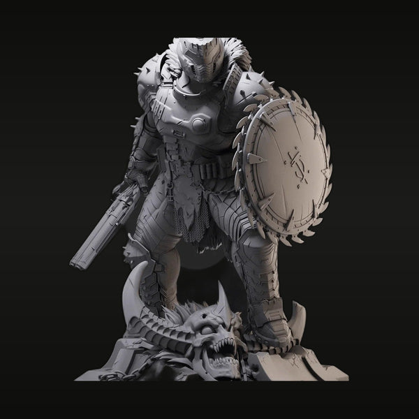 Fantasy Female Warrior with Organic Shield and Rifle 1/24 Resin Figure Kit