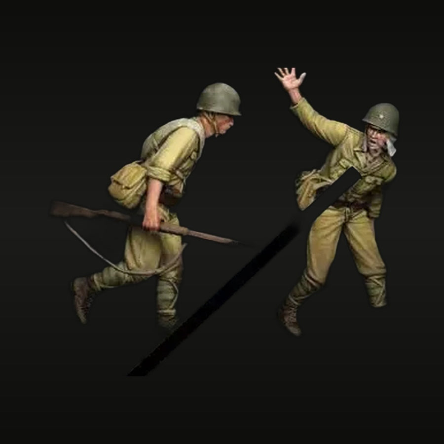 WWII Soviet Infantry Set with Bayonetted Rifle & Grenade 1/35 Resin Figure Kit - unpainted resin model kit