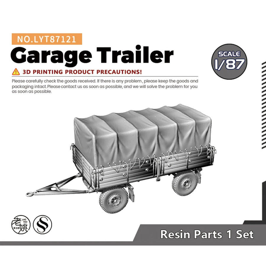 Garage Trailer with Canvas Cover 1/220 Resin Model Kit - resin model view 3