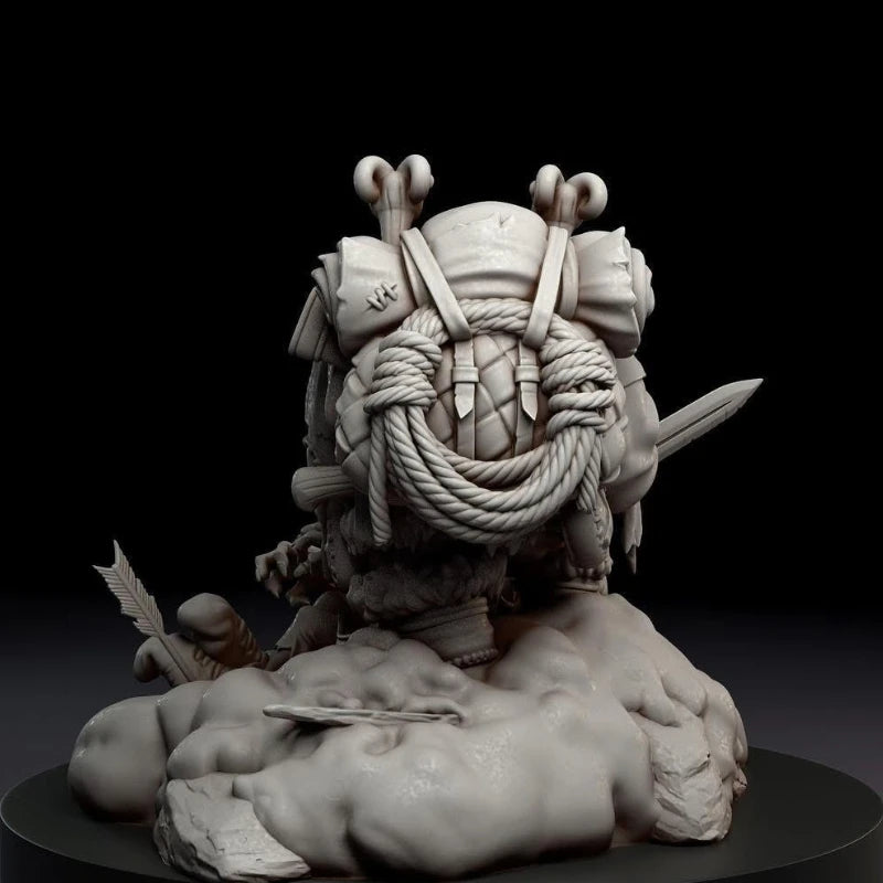 Fantasy Dwarf Warrior Bust with Horned Helm 1/24 Resin Bust Kit - resin model view 4