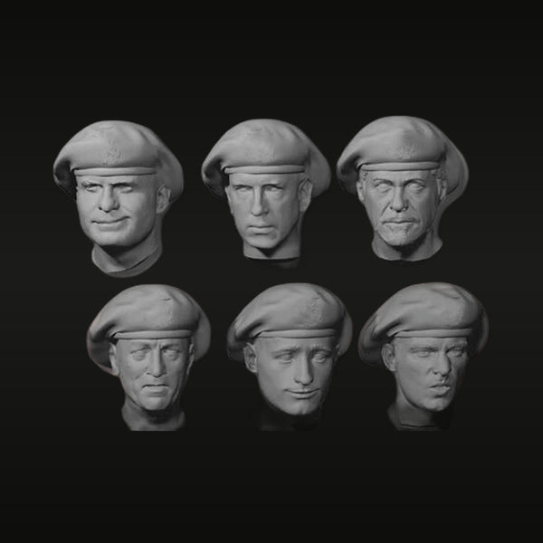 WWII Military Soldier Busts with Garrison Caps 1/35 Resin Set of 6