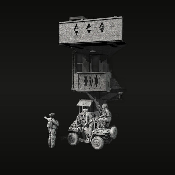 Modern Tactical Operators with UTV and Building Diorama 1/35 Resin Kit
