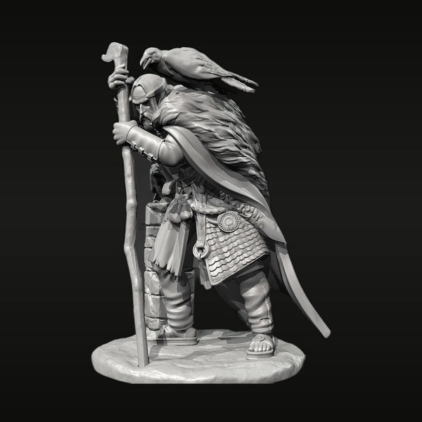 Viking Warrior with Ravens and Staff 38mm Resin Figure Kit