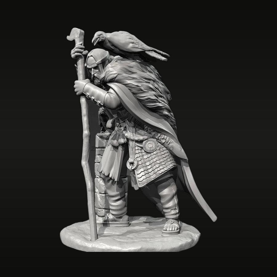 Viking Warrior with Ravens and Staff 38mm Resin Figure Kit - unpainted resin model kit