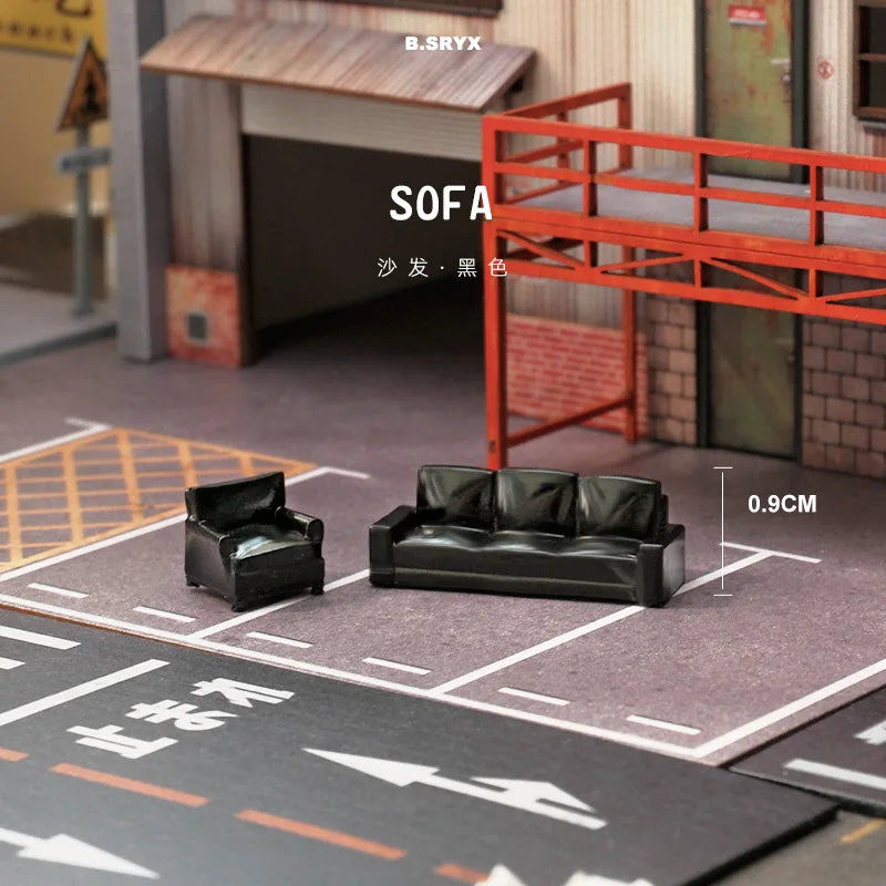 1/64 Miniature Figure Sofa Beauty Girl Furniture Mini Doll Model Figurine DIY Creative Sandtable Photography Props Display Decor