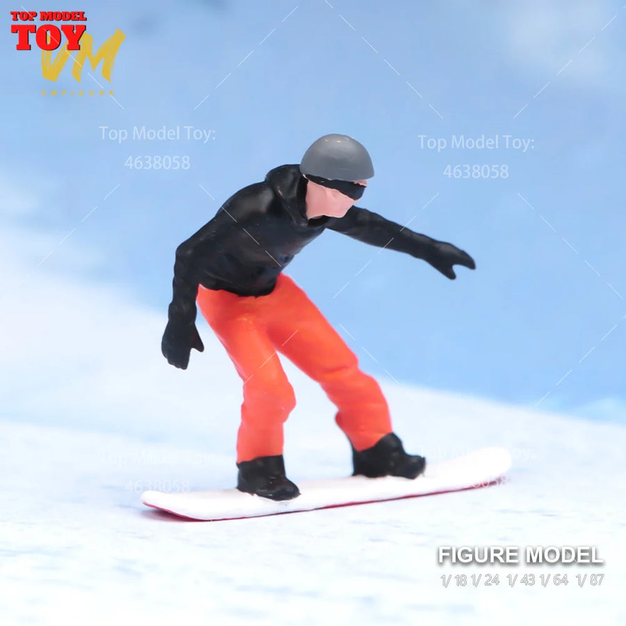 Snowboarder Male Resin Miniature Figure 1/64 Scale Model Kit - resin model view 4