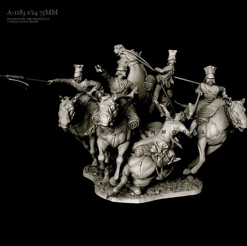 WWI Ottoman Cavalry Officer Set 5 Mounted Figures 1/24 Resin Kit - resin model view 2