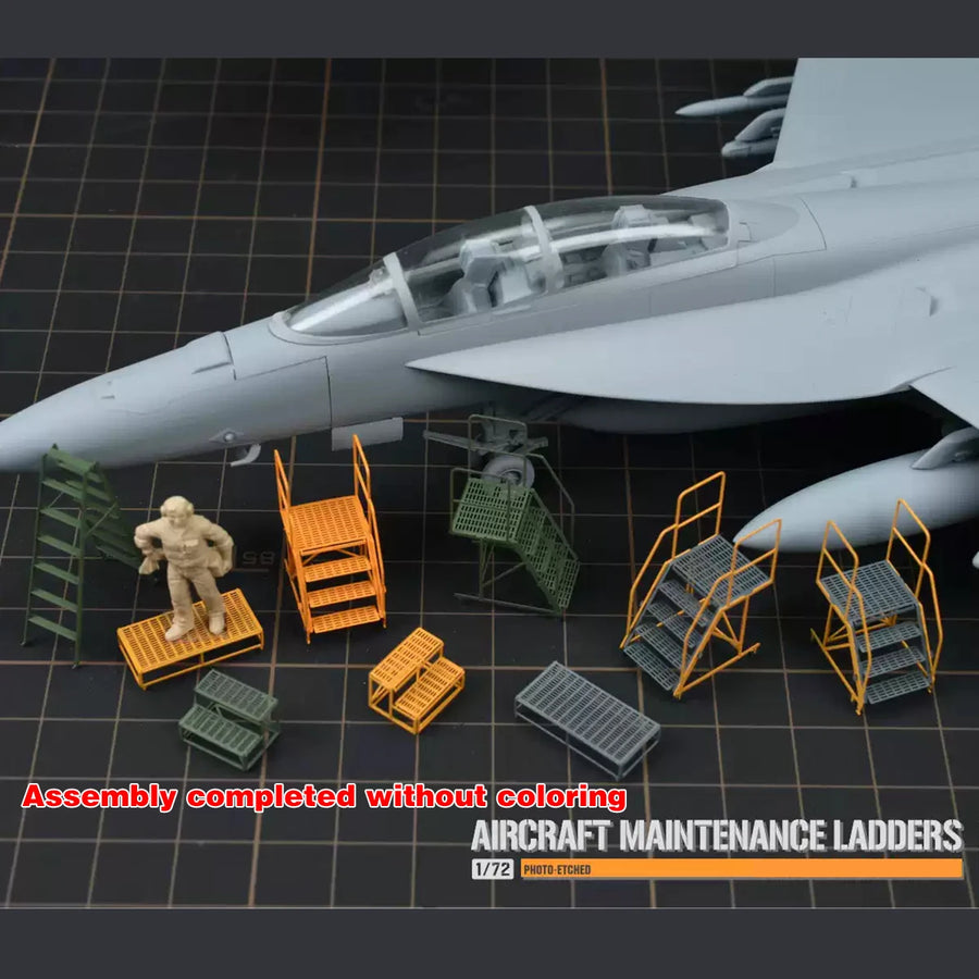 1/72 PE Aircraft Scale Model Kit Maintenance Ladders Climbing Ladder Platform Ottoman Folding Ladder Sand Table Diorama Models