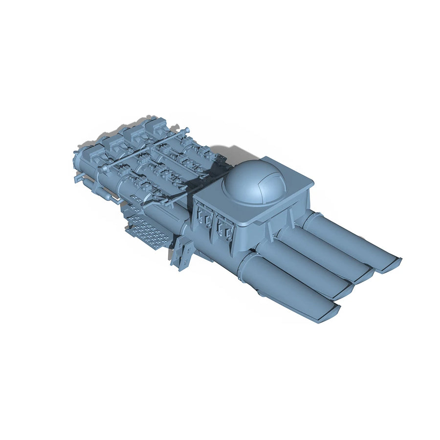 WWII Warship Triple Gun Turret with Deck Detail 1/700 Resin Accessory Kit - resin model view 3