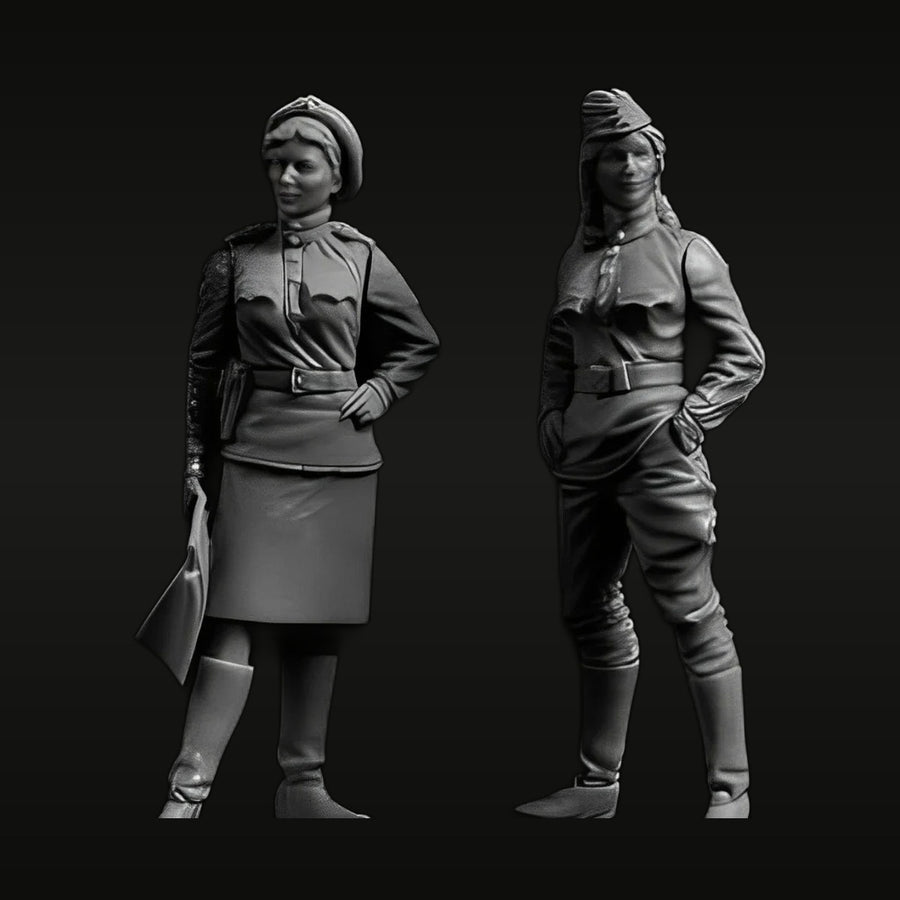 WWII Soviet Female Officer & Tank Crewman Set 1/35 Resin Figure Kit - unpainted resin model kit