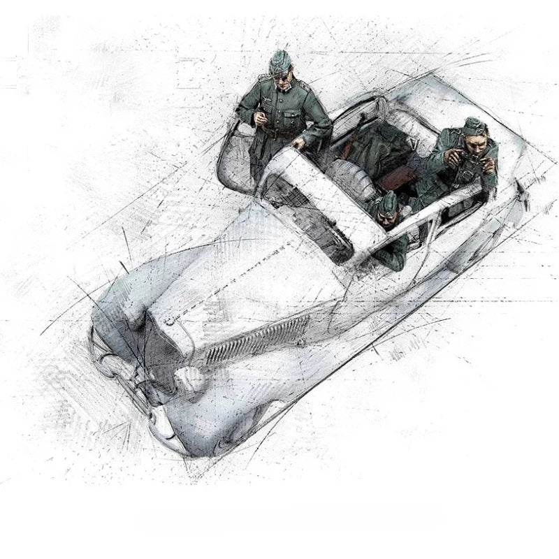 WWII German Command Staff Car Diorama Set 1/35 Resin Kit - resin model view 3