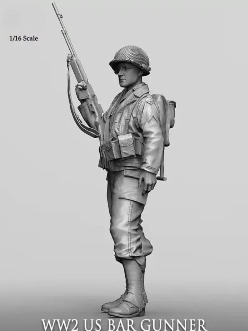 1/16 Scale Resin Figure Assembled Model Kit WW2 US BAR GUNNER History Miniature Diorama Sculpture Unassembled and Unpainted