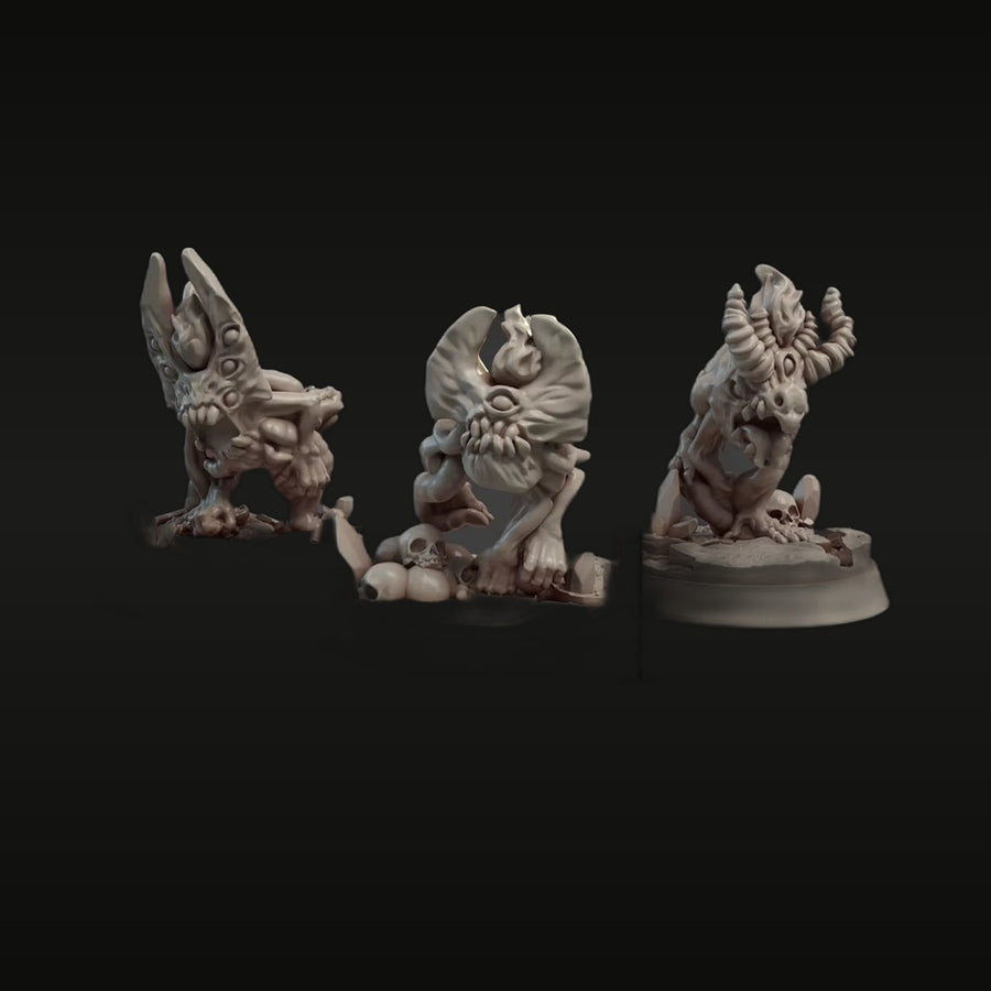 Tusk Daemonic Warlord Trio - 30mm Resin Figure Set - unpainted resin model kit