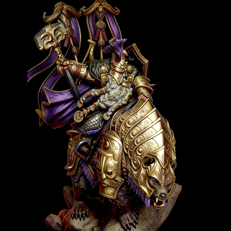 Fantasy Armored Knight on Enchanted Lion 1/24 Resin Figure Kit - resin model view 2