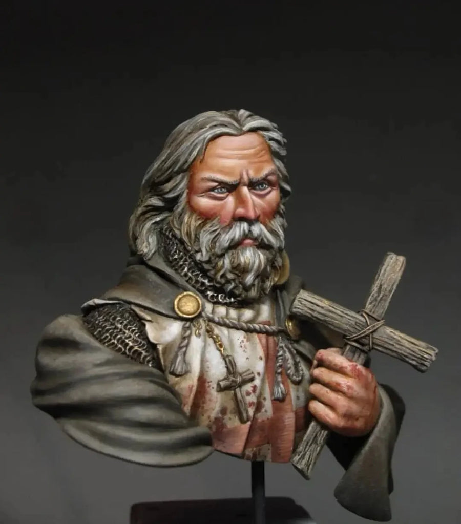 Medieval Crusader Knight with Cross Resin Bust Figure - resin model view 5