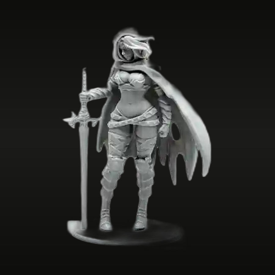 Fantasy Female Winged Warrior with Sword 28mm Resin Figure Kit - unpainted resin model kit