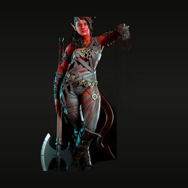 Fantasy Female Elf Warrior with Double-Bladed Axe 50mm Resin Figure Kit