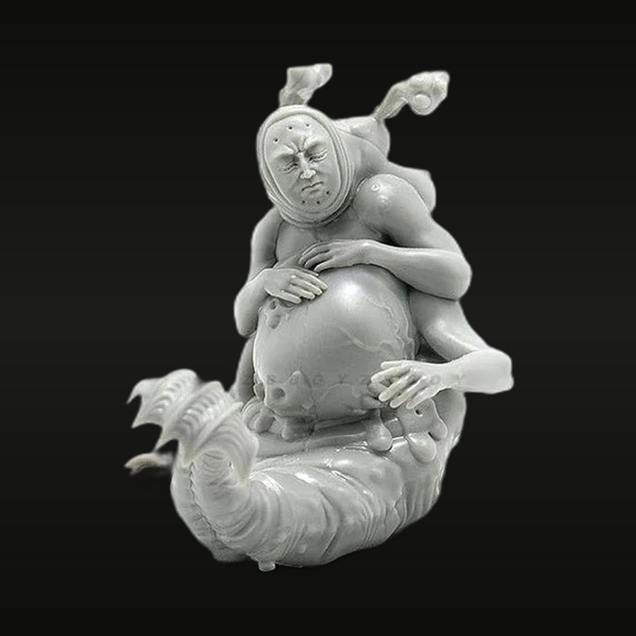 Surreal Pregnant Warrior with Clock 50mm Resin Figure - unpainted resin model kit