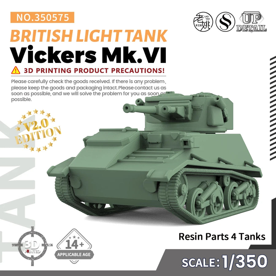 1/144 1/200 1/700  SS575 Military Model Kit British Vickers Mk.Vi Light Tank Miniature Static War Games