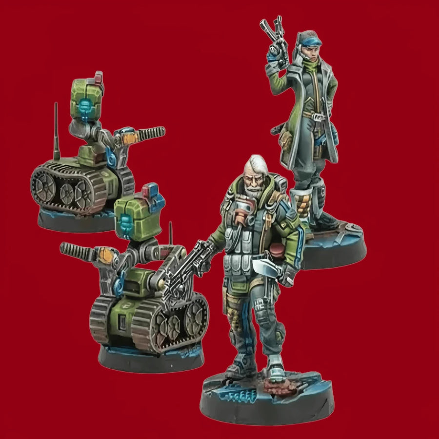 Sci-Fi Kosmoflot Tactical Operators with Combat Drone 28mm Resin Figure Kit - resin model view 2