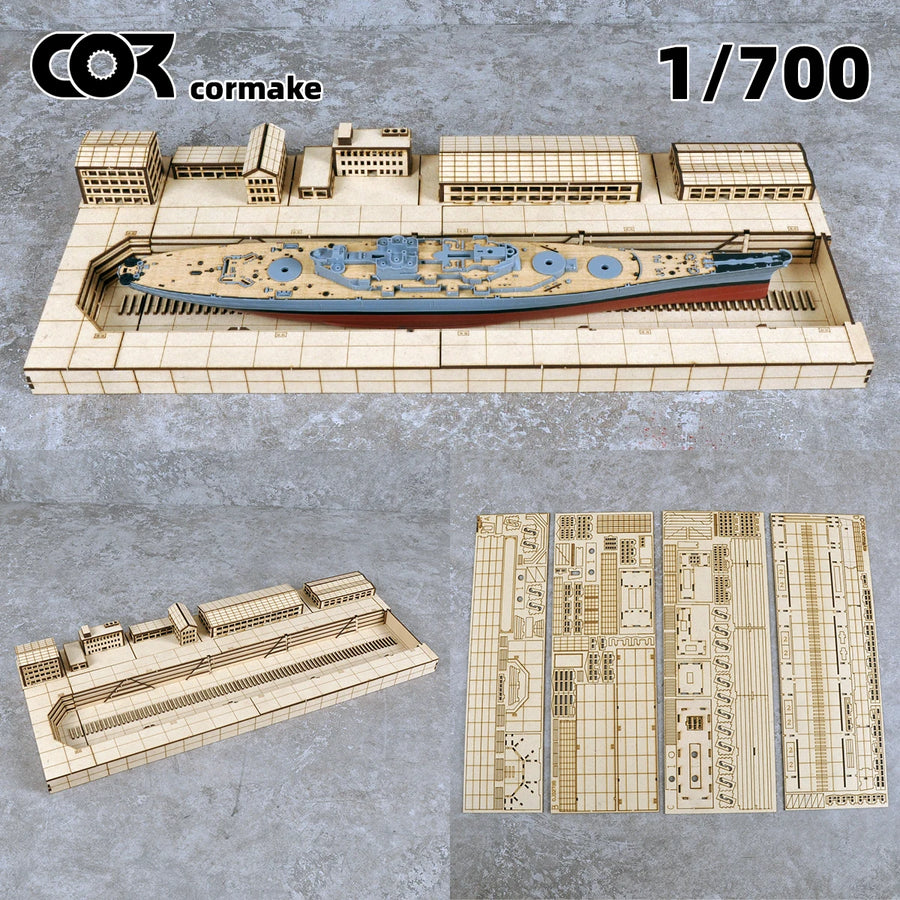 Assembly Architectural Model Sand Table Navy Yard Naval Base Building Shipyard Dockyard Ship Diorama Scale Model Kit 1/700