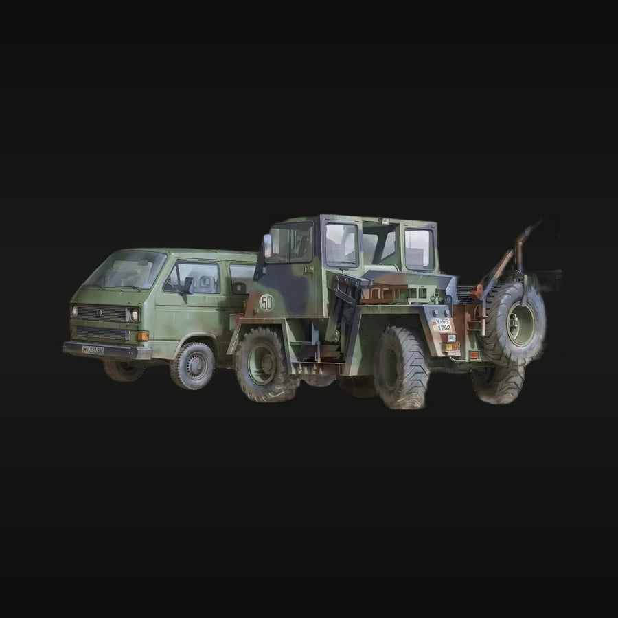 Cold War German Military VW T3 Transporter & Forklift Set 1/35 Resin Vehicle Kit - unpainted resin model kit