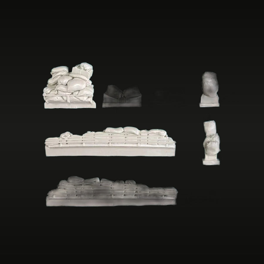 WWII Sandbag Fortification Diorama Set 1/35 Resin Terrain Kit - unpainted resin model kit