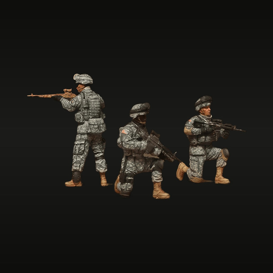 Modern US Army Patrol Team Set of 3 1/35 Resin Figure Kit - unpainted resin model kit
