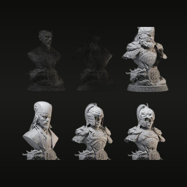 Chinese Historical Generals Set of 6 Classical Military Leaders 60mm Resin Busts