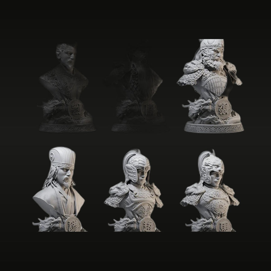 Chinese Historical Generals Set of 6 Classical Military Leaders 60mm Resin Busts - unpainted resin model kit