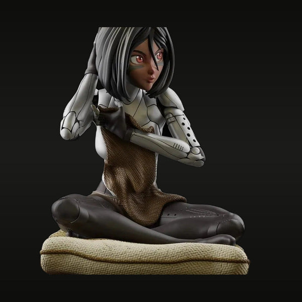 Sci-Fi Anime Female Cyborg Seated Chibi 1/24 Resin Figure Kit