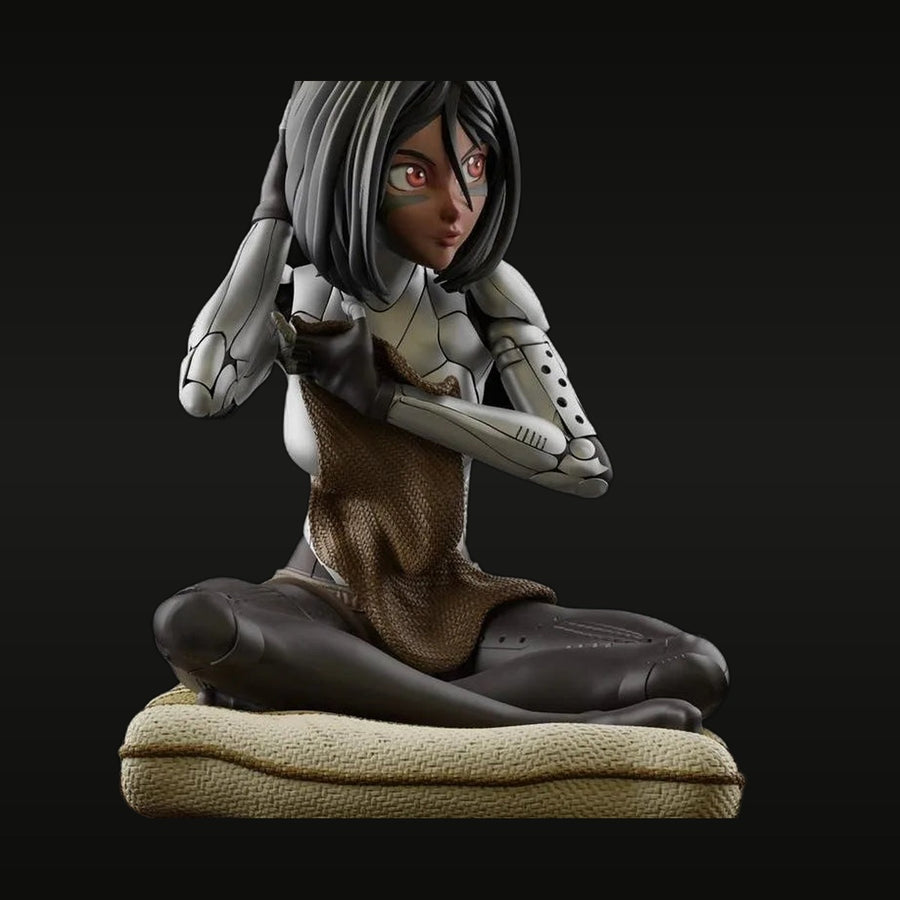 Sci-Fi Anime Female Cyborg Seated Chibi 1/24 Resin Figure Kit - unpainted resin model kit