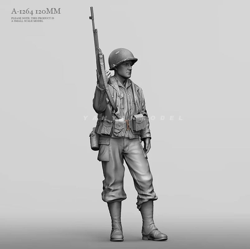 WWII German Soldier with Kar98k Rifle 120mm Resin Figure Kit - resin model view 3